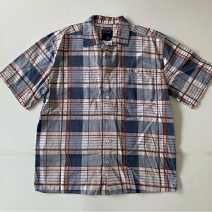 Men's Blue and Brown Plaid Button-Down Shirt